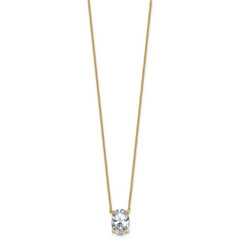 14k 3 1/2 carat Certified Lab Grown Diamond VS+ F+ Oval Complete Four Prong 18 inch Pendant Necklace