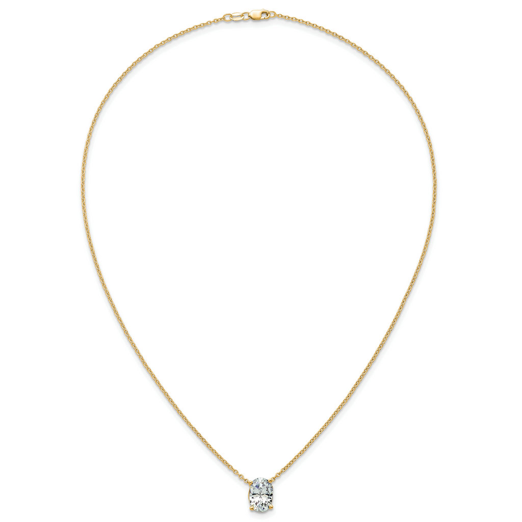 14k 3 1/2 carat Certified Lab Grown Diamond VS+ F+ Oval Complete Four Prong 18 inch Pendant Necklace