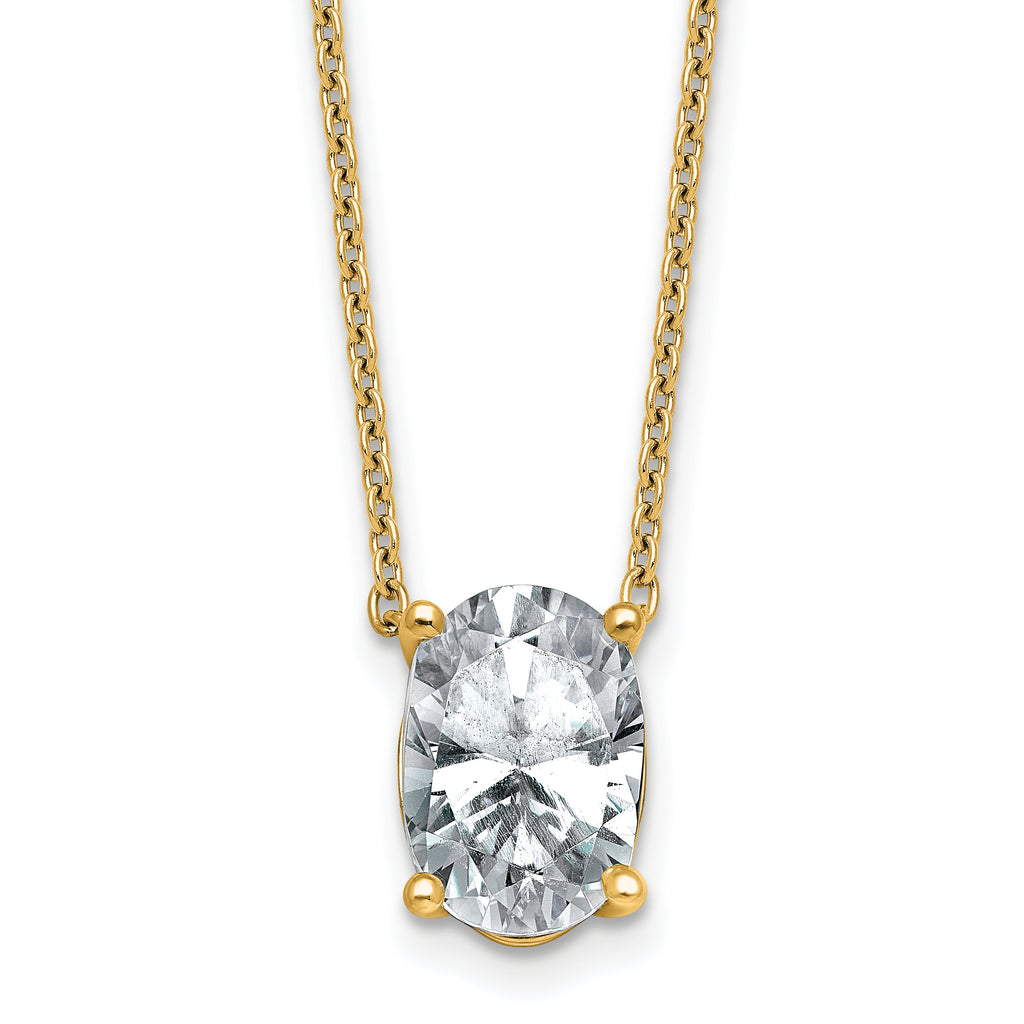 14k 3 1/2 carat Lab Grown Diamond VS+ F+ Oval Complete Four Prong 18 inch Pendant Necklace