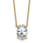 14k 3 1/2 carat Lab Grown Diamond VS+ F+ Oval Complete Four Prong 18 inch Pendant Necklace