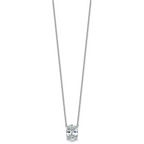 14k White Gold 4 carat Lab Grown Diamond VS/SI+ G+ Oval Complete Four Prong 18 inch Pendant Necklace