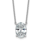 14k White Gold 4 carat Certified Lab Grown Diamond VS/SI+ G+ Oval Complete Four Prong 18 inch Pendant Necklace