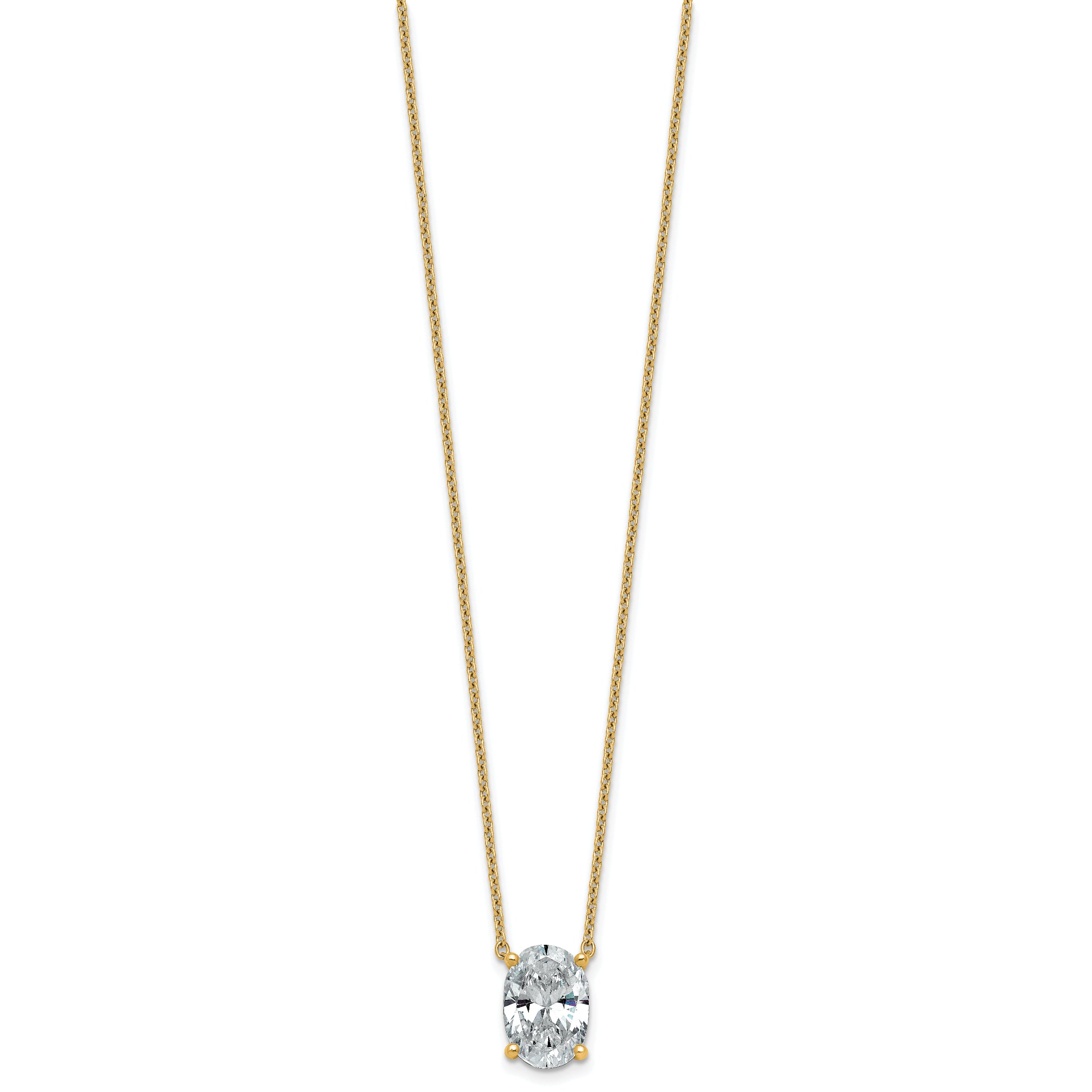 14k 4 carat Certified Lab Grown Diamond VS+ F+ Oval Complete Four Prong 18 inch Pendant Necklace