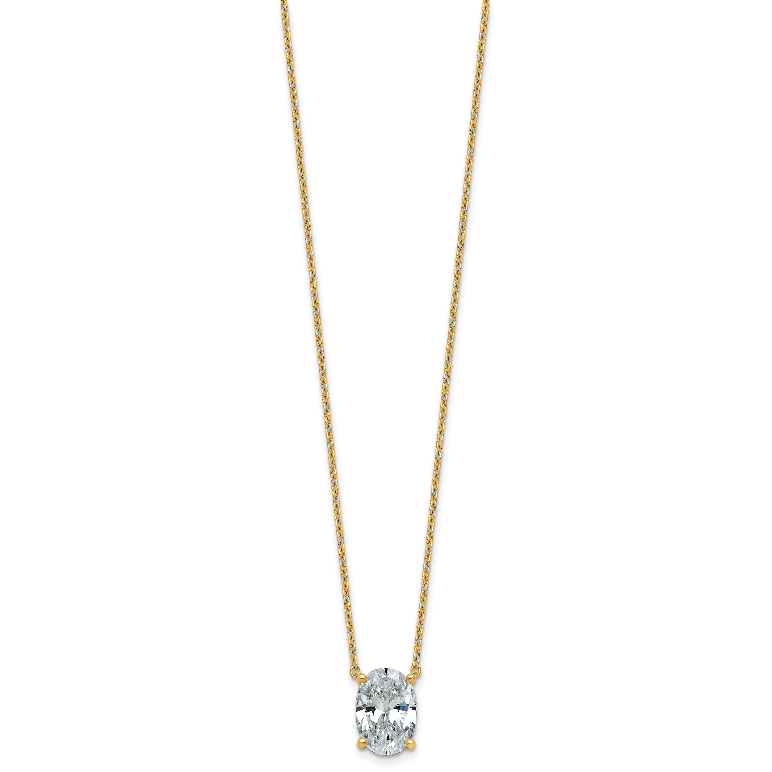 14k 4 carat Certified Lab Grown Diamond VS+ F+ Oval Complete Four Prong 18 inch Pendant Necklace