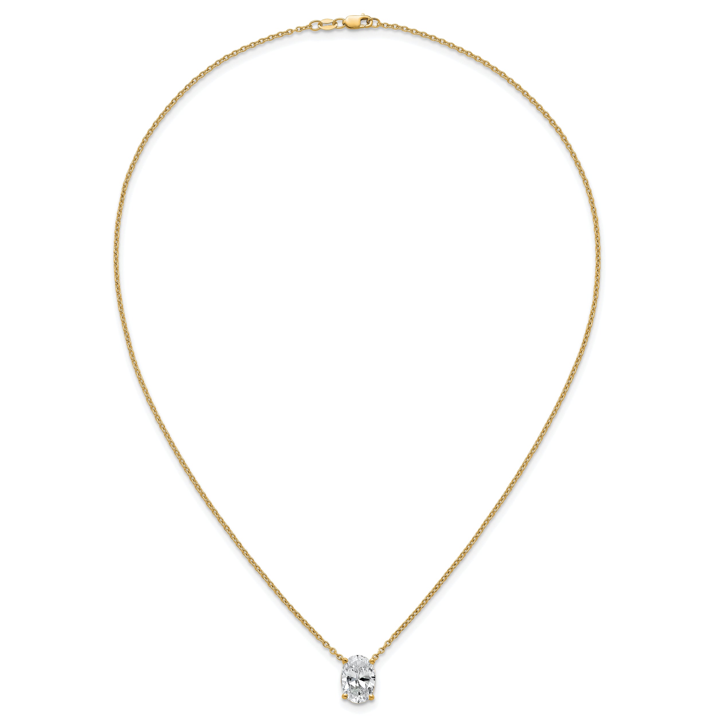 14k 4 carat Certified Lab Grown Diamond VS+ F+ Oval Complete Four Prong 18 inch Pendant Necklace