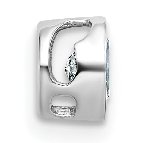 14k White Gold 1/4 carat Lab Grown Diamond VS+ F+ Oval Complete Bezel Set Chain Slide Pendant