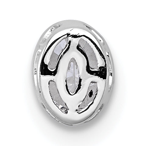 14k White Gold 1/4 carat Lab Grown Diamond VS+ F+ Oval Complete Bezel Set Chain Slide Pendant