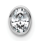 14k White Gold 1/4 carat Lab Grown Diamond VS+ F+ Oval Complete Bezel Set Chain Slide Pendant