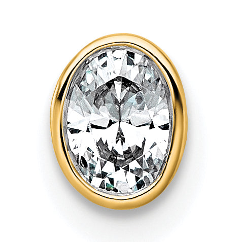 14ky 1/4ct Lab Grown Dia VS+ F+ Oval Comp Bezel Set Chain Slide Pendant