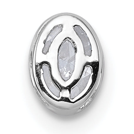 14k White Gold 1/3 carat Lab Grown Diamond VS+ F+ Oval Complete Bezel Set Chain Slide Pendant