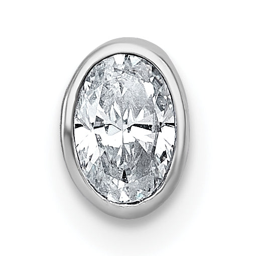 14kw 1/3ct Lab Grown Dia VS+ F+ Oval Comp Bezel Set Chain Slide Pendant