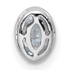 14k White Gold 3/8 carat Lab Grown Diamond VS+ F+ Oval Complete Bezel Set Chain Slide Pendant
