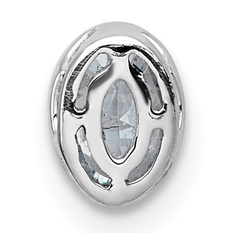 14k White Gold 3/8 carat Lab Grown Diamond VS+ F+ Oval Complete Bezel Set Chain Slide Pendant