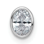 14k White Gold 3/8 carat Lab Grown Diamond VS+ F+ Oval Complete Bezel Set Chain Slide Pendant