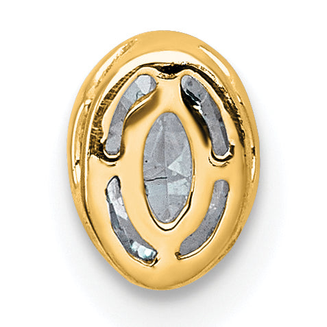 14k 3/8 carat Lab Grown Diamond VS+ F+ Oval Complete Bezel Set Chain Slide Pendant