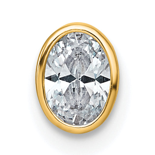 14k 3/8 carat Lab Grown Diamond VS+ F+ Oval Complete Bezel Set Chain Slide Pendant