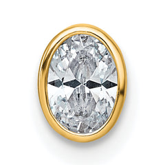 14ky 3/8ct Lab Grown Dia VS+ F+ Oval Comp Bezel Set Chain Slide Pendant