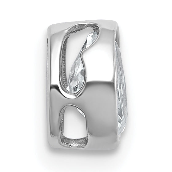14k White Gold 1/2 carat Lab Grown Diamond VS+ F+ Oval Complete Bezel Set Chain Slide Pendant Secondary image