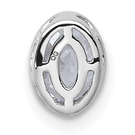 14k White Gold 1/2 carat Lab Grown Diamond VS+ F+ Oval Complete Bezel Set Chain Slide Pendant