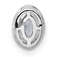 14k White Gold 1/2 carat Lab Grown Diamond VS+ F+ Oval Complete Bezel Set Chain Slide Pendant