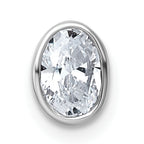 14k White Gold 1/2 carat Lab Grown Diamond VS+ F+ Oval Complete Bezel Set Chain Slide Pendant