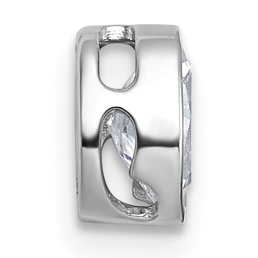14k White Gold 5/8 carat Lab Grown Diamond VS+ F+ Oval Complete Bezel Set Chain Slide Pendant
