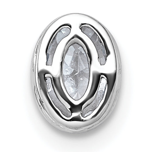 14k White Gold 5/8 carat Lab Grown Diamond VS+ F+ Oval Complete Bezel Set Chain Slide Pendant