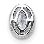 14k White Gold 5/8 carat Lab Grown Diamond VS+ F+ Oval Complete Bezel Set Chain Slide Pendant