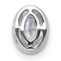 14k White Gold 5/8 carat Lab Grown Diamond VS+ F+ Oval Complete Bezel Set Chain Slide Pendant