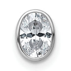 14k White Gold 5/8 carat Lab Grown Diamond VS+ F+ Oval Complete Bezel Set Chain Slide Pendant
