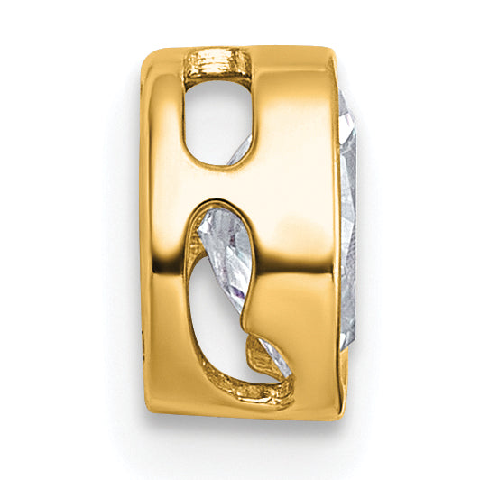 14k 5/8 carat Lab Grown Diamond VS+ F+ Oval Complete Bezel Set Chain Slide Pendant