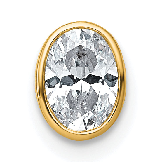 14ky 5/8ct Lab Grown Dia VS+ F+ Oval Comp Bezel Set Chain Slide Pendant