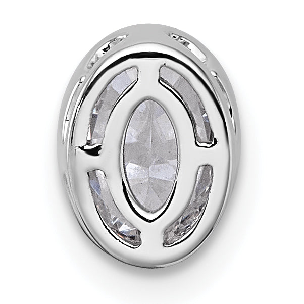 14k White Gold 3/4 carat Lab Grown Diamond VS+ F+ Oval Complete Bezel Set Chain Slide Pendant