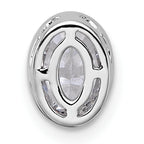 14k White Gold 3/4 carat Lab Grown Diamond VS+ F+ Oval Complete Bezel Set Chain Slide Pendant