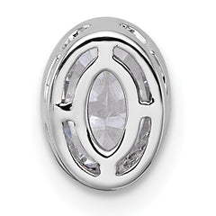 14k White Gold 3/4 carat Lab Grown Diamond VS+ F+ Oval Complete Bezel Set Chain Slide Pendant