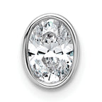 14k White Gold 3/4 carat Lab Grown Diamond VS+ F+ Oval Complete Bezel Set Chain Slide Pendant