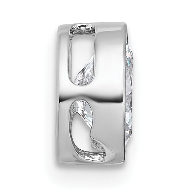 14k White Gold 1 carat Lab Grown Diamond VS+ F+ Oval Complete Bezel Set Chain Slide Pendant