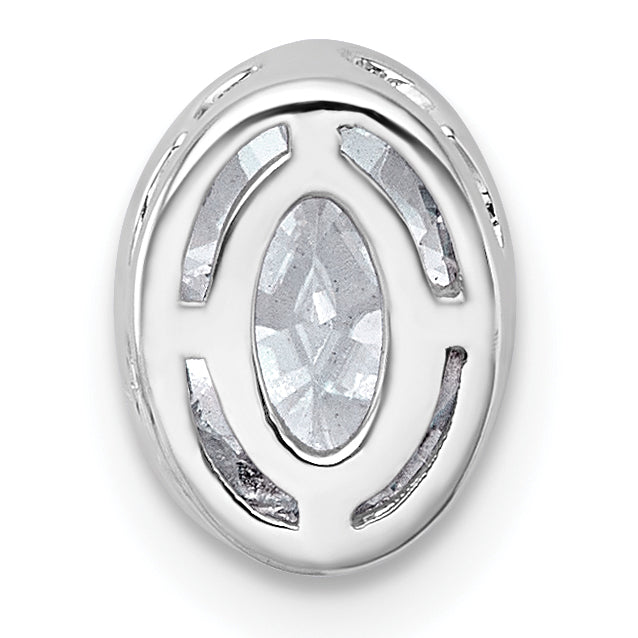 14k White Gold 1 carat Lab Grown Diamond VS+ F+ Oval Complete Bezel Set Chain Slide Pendant
