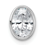 14k White Gold 1 carat Certified Lab Grown Diamond VS+ F+ Oval Complete Bezel Set Chain Slide Pendant