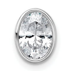 14k White Gold 1 carat Certified Lab Grown Diamond VS+ F+ Oval Complete Bezel Set Chain Slide Pendant