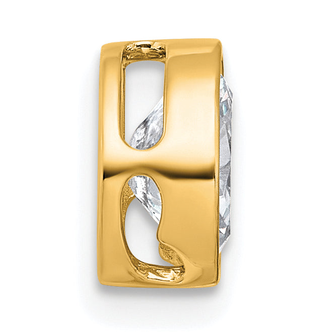 14k 1 carat Lab Grown Diamond VS+ F+ Oval Complete Bezel Set Chain Slide Pendant