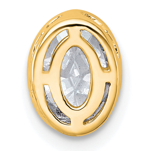 14k 1 carat Certified Lab Grown Diamond VS+ F+ Oval Complete Bezel Set Chain Slide Pendant
