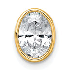 14k 1 carat Lab Grown Diamond VS+ F+ Oval Complete Bezel Set Chain Slide Pendant