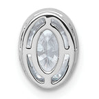 14k White Gold 1 1/2 carat Lab Grown Diamond VS+ F+ Oval Complete Bezel Set Chain Slide Pendant