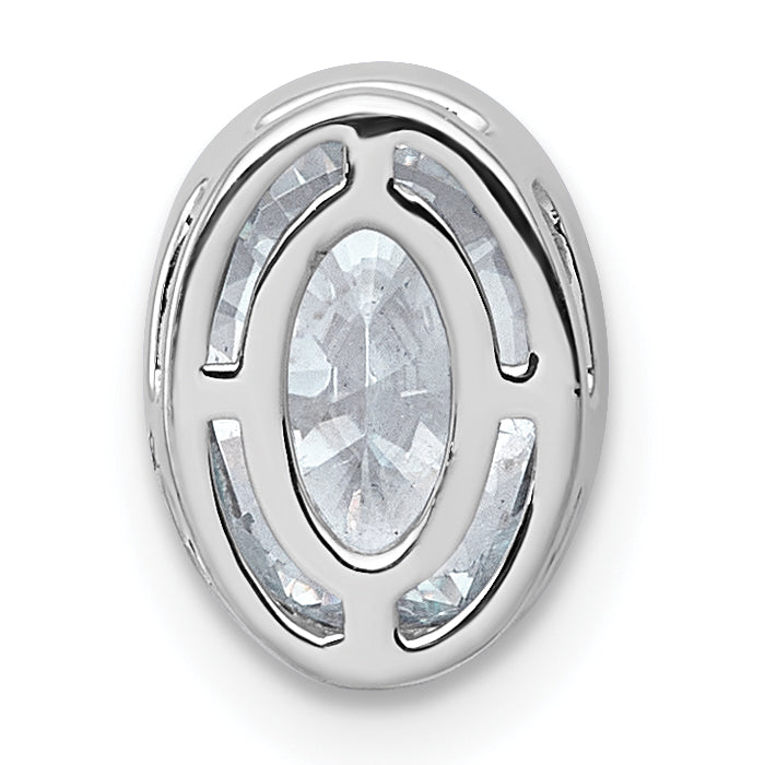 14k White Gold 1 1/2 carat Lab Grown Diamond VS+ F+ Oval Complete Bezel Set Chain Slide Pendant