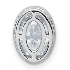 14k White Gold 1 1/2 carat Lab Grown Diamond VS+ F+ Oval Complete Bezel Set Chain Slide Pendant