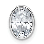 14k White Gold 1 1/2 carat Certified Lab Grown Diamond VS+ F+ Oval Complete Bezel Set Chain Slide Pendant