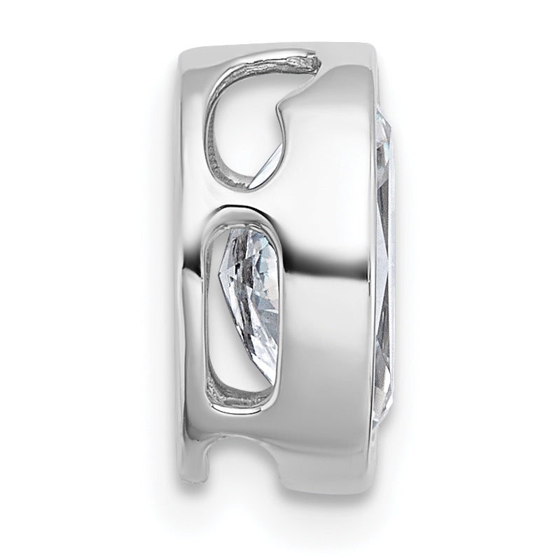 14k White Gold 2 carat Lab Grown Diamond VS+ F+ Oval Complete Bezel Set Chain Slide Pendant