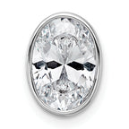 14k White Gold 2 carat Lab Grown Diamond VS+ F+ Oval Complete Bezel Set Chain Slide Pendant