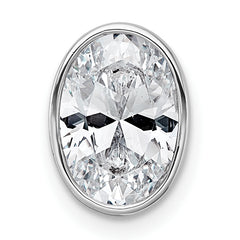 14k White Gold 2 carat Certified Lab Grown Diamond VS+ F+ Oval Complete Bezel Set Chain Slide Pendant
